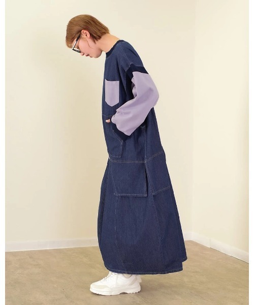 go slow caravan（ゴースローキャラバン）の「mililopiulu/ミリロピュール　ガーメントダイ切替ワンピース（ワンピース・レディース・カーキ/パープル/ベージュ・FREE）」の16枚目の写真