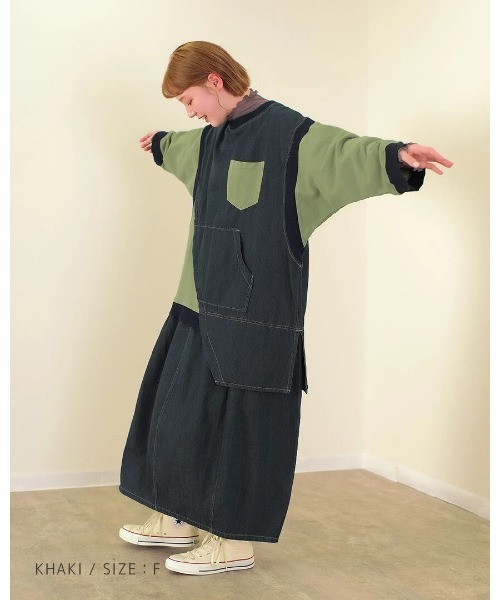 go slow caravan（ゴースローキャラバン）の「mililopiulu/ミリロピュール　ガーメントダイ切替ワンピース（ワンピース・レディース・カーキ/パープル/ベージュ・FREE）」の9枚目の写真