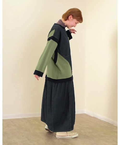 go slow caravan（ゴースローキャラバン）の「mililopiulu/ミリロピュール　ガーメントダイ切替ワンピース（ワンピース・レディース・カーキ/パープル/ベージュ・FREE）」の10枚目の写真