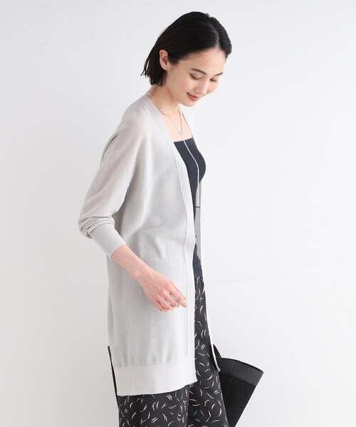 INDIVI（インディヴィ）の「◆【洗える】ペーパーヤーン着流しニットカーディガン（カーディガン/ボレロ・レディース・ライトグレー/ナチュラル/ブラウン系その他/ネイビー・05/13/15 /19/34/38）」の6枚目の写真