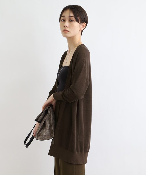 INDIVI（インディヴィ）の「◆【洗える】ペーパーヤーン着流しニットカーディガン（カーディガン/ボレロ・レディース・ライトグレー/ナチュラル/ブラウン系その他/ネイビー・05/13/15 /19/34/38）」の10枚目の写真