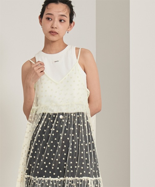 miette(ミエット)の「ハートフロッキーチュールキャミワンピース(ワンピース・レディース・ブラック/ホワイト系その他・FREE)」の13枚目の写真