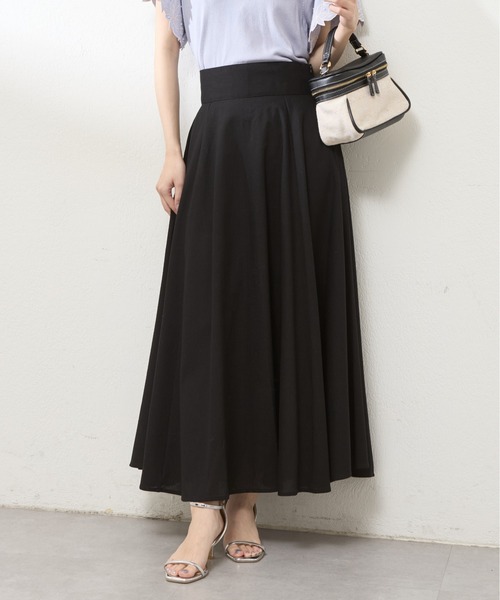 natural couture(ナチュラルクチュール)の「綿麻ハイウエストサーキュラースカート(スカート・レディース・イエロー/ドット/ライトベージュ/ブラック/ブルー・MEDIUM/LARGE)」の6枚目の写真