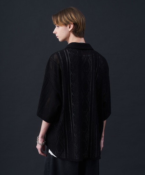 KUUUPY(クーピー)の「Cool Elegance Short Sleeve Lace Shirt - クールエレガンス半袖レースシャツ(シャツ/ブラウス・メンズ・ブルー/ブラック・LARGE/MEDIUM/SMALL)」の7枚目の写真