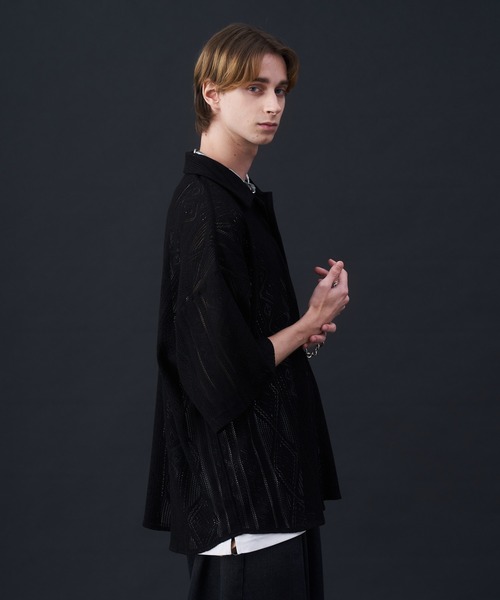 KUUUPY(クーピー)の「Cool Elegance Short Sleeve Lace Shirt - クールエレガンス半袖レースシャツ(シャツ/ブラウス・メンズ・ブルー/ブラック・LARGE/MEDIUM/SMALL)」の9枚目の写真