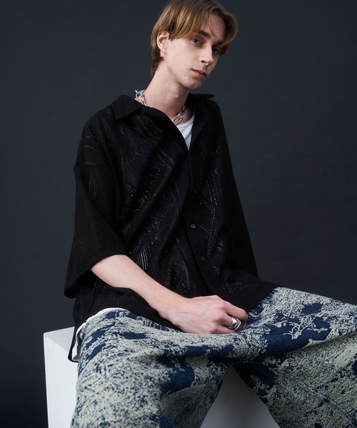 KUUUPY(クーピー)の「Cool Elegance Short Sleeve Lace Shirt - クールエレガンス半袖レースシャツ(シャツ/ブラウス・メンズ・ブルー/ブラック・LARGE/MEDIUM/SMALL)」の10枚目の写真