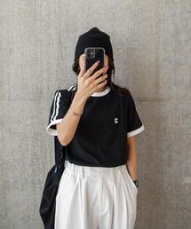 ラグランラインスリーブリンガー刺繍Tシャツ