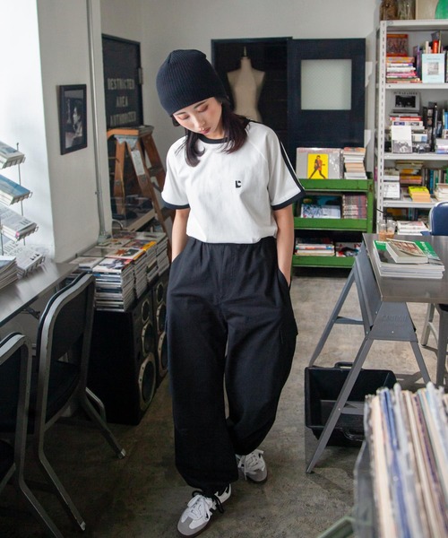 Chillfar（チルファー）の「ラグランラインスリーブリンガー刺繍Tシャツ（Tシャツ/カットソー・レディース・杢グレー/ブラック/ホワイト×ブラック/ホワイト/ブラウン/ネイビー/イエロー・FREE）」の12枚目の写真