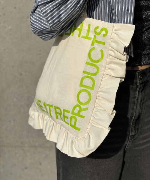 THEATRE PRODUCTS（シアタープロダクツ）の「【THEATRE PRODUCTS/シアタープロダクツ】別注フリルロゴトートバック（トートバッグ・レディース・グリーン/ホワイト/ブラック・FREE）」の6枚目の写真