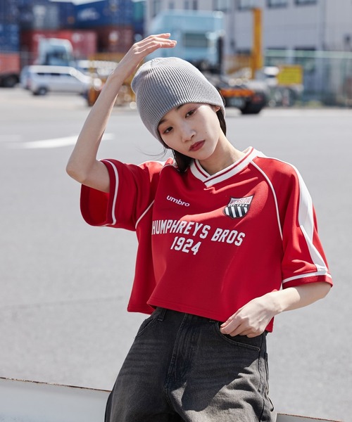UMBRO（アンブロ）の「∴WEGO/別注UMBROサッカーショートシャツ（Tシャツ/カットソー・レディース・ホワイト/レッド・FREE）」の4枚目の写真
