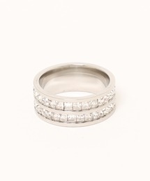 【Wc】【it】【ANARKH( アナンケ)】ステンレス ジルコニア2連デザインリング