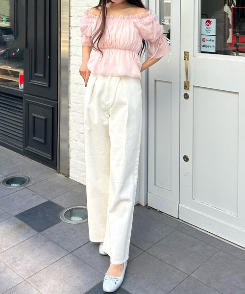 INGNI（イング）の「袖リボンチュールオフショル／ブラウス（シャツ/ブラウス・レディース・ブラック/オフホワイト/ピンク・M）」の15枚目の写真