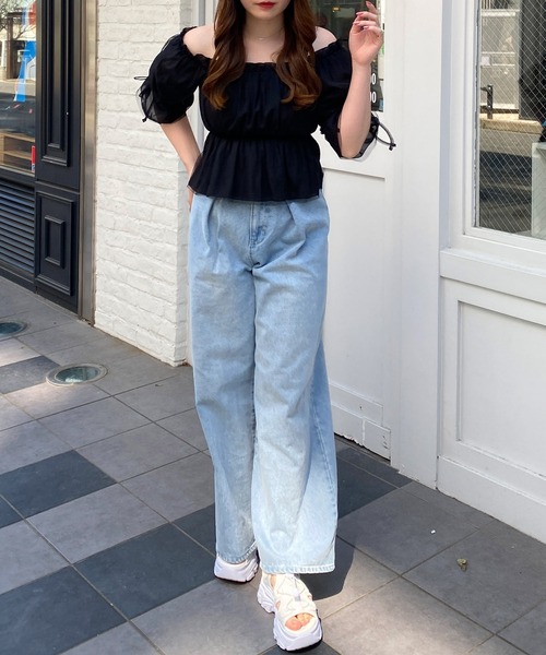 INGNI（イング）の「袖リボンチュールオフショル／ブラウス（シャツ/ブラウス・レディース・ブラック/オフホワイト/ピンク・M）」の11枚目の写真