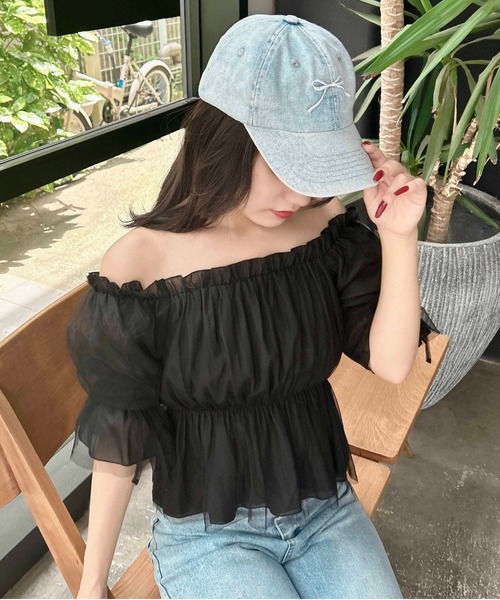 INGNI（イング）の「袖リボンチュールオフショル／ブラウス（シャツ/ブラウス・レディース・ブラック/オフホワイト/ピンク・M）」の21枚目の写真