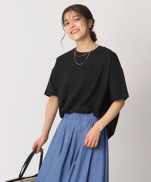 DRESKIP（ドレスキップ）の「◆【遮熱/UVカット】AIR SHIELD ゆるTシャツ（Tシャツ/カットソー・レディース・オフホワイト/ブラック系1/オレンジ/ライトブルー/ブラック/ライトベージュ・04/03/02）」の22枚目の写真