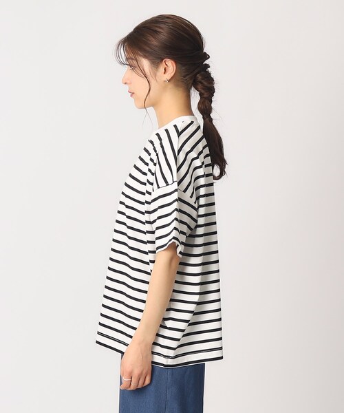 DRESKIP（ドレスキップ）の「◆【遮熱/UVカット】AIR SHIELD ゆるTシャツ（Tシャツ/カットソー・レディース・オフホワイト/ブラック系1/オレンジ/ライトブルー/ブラック/ライトベージュ・04/03/02）」の7枚目の写真