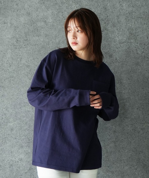 En serio TOKYO（エンソリオトーキョー）の「USAコットンビックロンT（Tシャツ/カットソー・メンズ・ホワイト/グレー/カーキ/ブラック/ダークベージュ/ネイビー/ダークパープル/オレンジ・MEDIUM/LARGE）」の6枚目の写真