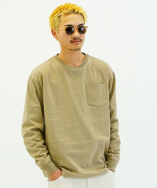 En serio TOKYO（エンソリオトーキョー）の「USAコットンビックロンT（Tシャツ/カットソー・メンズ・ホワイト/グレー/カーキ/ブラック/ダークベージュ/ネイビー/ダークパープル/オレンジ・MEDIUM/LARGE）」の4枚目の写真