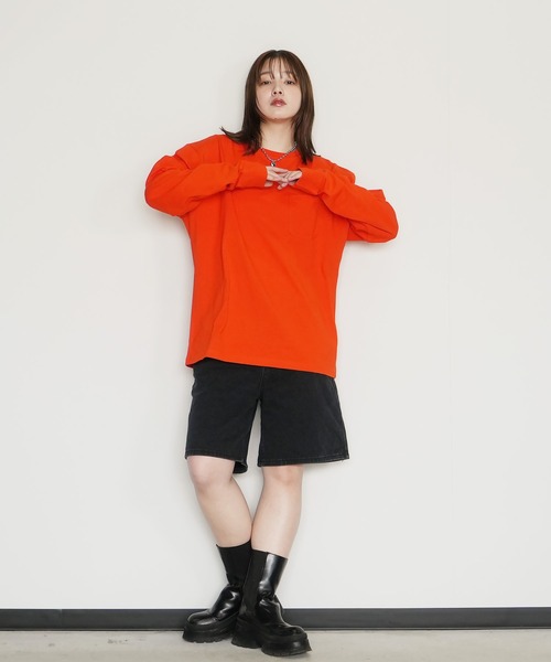 En serio TOKYO（エンソリオトーキョー）の「USAコットンビックロンT（Tシャツ/カットソー・メンズ・ホワイト/グレー/カーキ/ブラック/ダークベージュ/ネイビー/ダークパープル/オレンジ・MEDIUM/LARGE）」の21枚目の写真