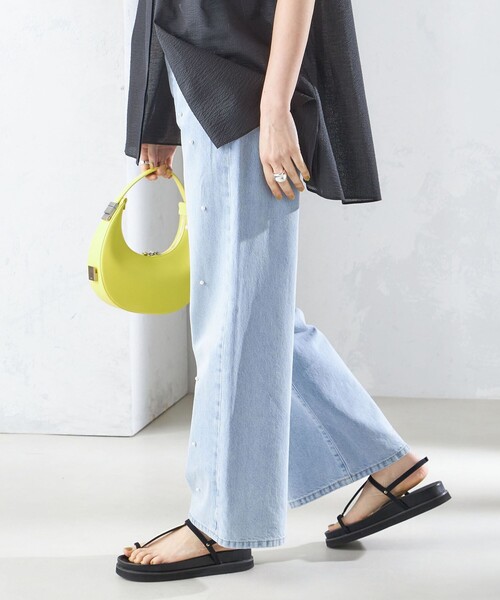 セール】*〈洗濯機可能〉 パール モチーフ デザイン リラックス ワイド