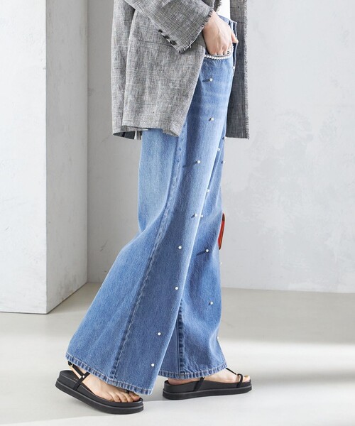 セール】*〈洗濯機可能〉 パール モチーフ デザイン リラックス ワイド