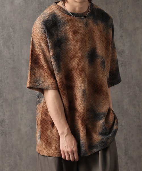 welise(ウェライズ)の「【welise/ウェライズ】アブストラクト サマーニット オーバーサイズTシャツ(Tシャツ/カットソー・メンズ・ブラック系その他/ネイビー・L/M)」の2枚目の写真