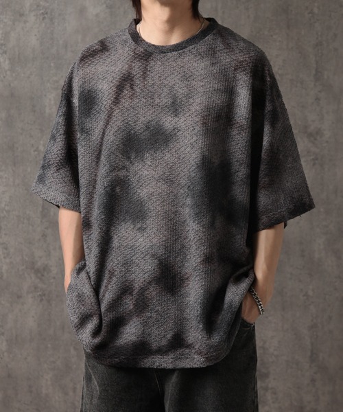 welise(ウェライズ)の「【welise/ウェライズ】アブストラクト サマーニット オーバーサイズTシャツ(Tシャツ/カットソー・メンズ・ブラック系その他/ネイビー・L/M)」の3枚目の写真