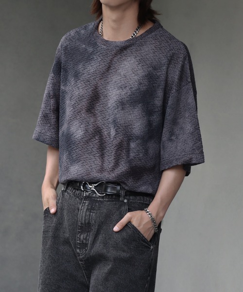 welise(ウェライズ)の「【welise/ウェライズ】アブストラクト サマーニット オーバーサイズTシャツ(Tシャツ/カットソー・メンズ・ブラック系その他/ネイビー・L/M)」の5枚目の写真