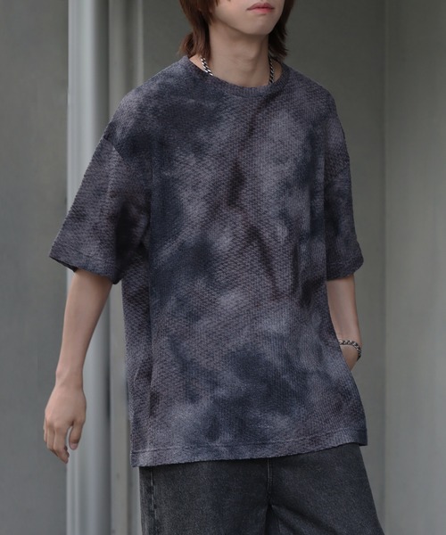 welise(ウェライズ)の「【welise/ウェライズ】アブストラクト サマーニット オーバーサイズTシャツ(Tシャツ/カットソー・メンズ・ブラック系その他/ネイビー・L/M)」の7枚目の写真