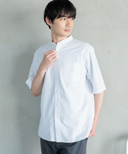 オーラリー　半袖シャツ　バンドカラーシャツ fl24ss-001-top.jpg