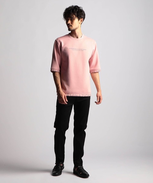 NICOLE CLUB FOR MEN（ニコルクラブフォーメン）の「ロゴプリント5分袖プルオーバー（Tシャツ/カットソー・メンズ・ブラック/オフホワイト/アッシュグレー/ライトグレー/ピンク・MEDIUM/LARGE/X-LARGE）」の6枚目の写真