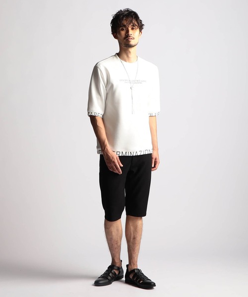 NICOLE CLUB FOR MEN（ニコルクラブフォーメン）の「ロゴプリント5分袖プルオーバー（Tシャツ/カットソー・メンズ・ブラック/オフホワイト/アッシュグレー/ライトグレー/ピンク・MEDIUM/LARGE/X-LARGE）」の7枚目の写真