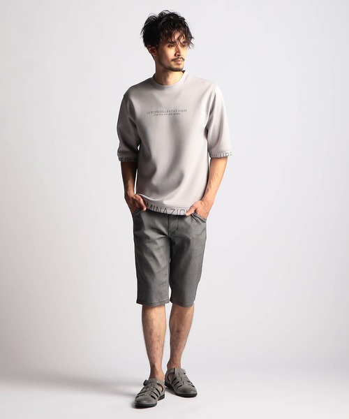 NICOLE CLUB FOR MEN（ニコルクラブフォーメン）の「ロゴプリント5分袖プルオーバー（Tシャツ/カットソー・メンズ・ブラック/オフホワイト/アッシュグレー/ライトグレー/ピンク・MEDIUM/LARGE/X-LARGE）」の8枚目の写真