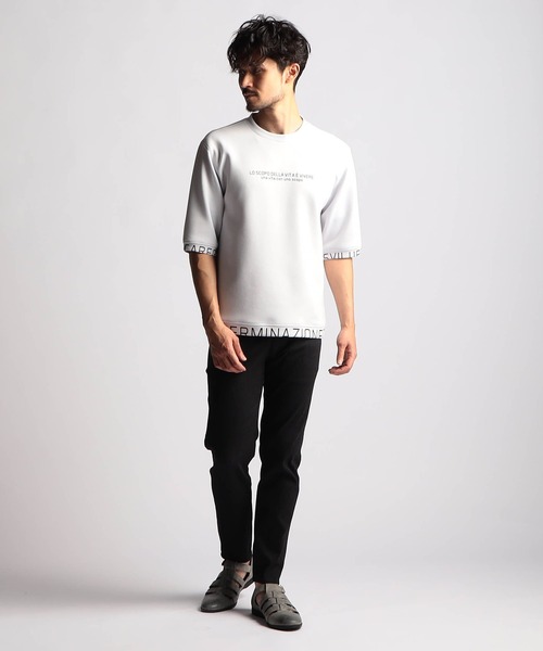 NICOLE CLUB FOR MEN（ニコルクラブフォーメン）の「ロゴプリント5分袖プルオーバー（Tシャツ/カットソー・メンズ・ブラック/オフホワイト/アッシュグレー/ライトグレー/ピンク・MEDIUM/LARGE/X-LARGE）」の9枚目の写真