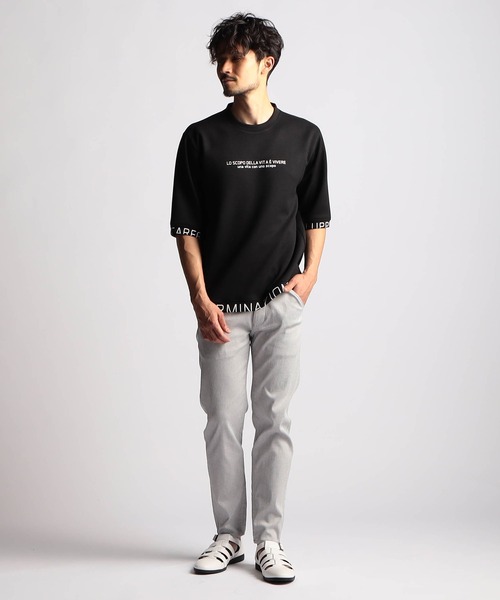 NICOLE CLUB FOR MEN（ニコルクラブフォーメン）の「ロゴプリント5分袖プルオーバー（Tシャツ/カットソー・メンズ・ブラック/オフホワイト/アッシュグレー/ライトグレー/ピンク・MEDIUM/LARGE/X-LARGE）」の10枚目の写真