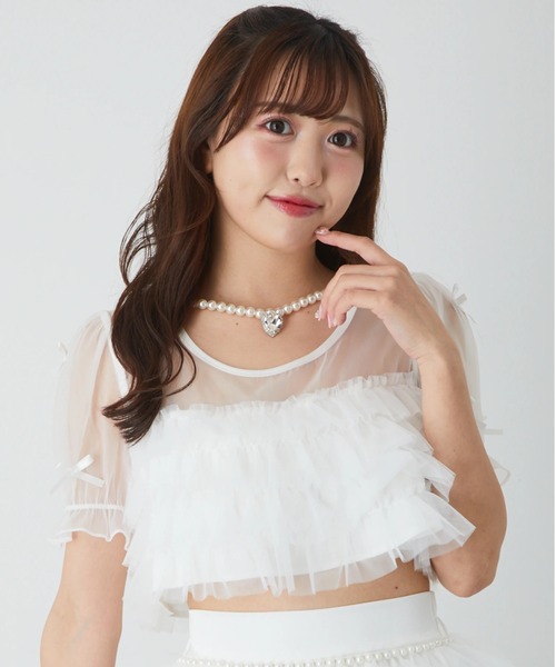 Ank Rouge(アンクルージュ)の「チュールティアードトップス(シャツ/ブラウス・レディース・ホワイト/ブラック/ブルー・M)」の10枚目の写真
