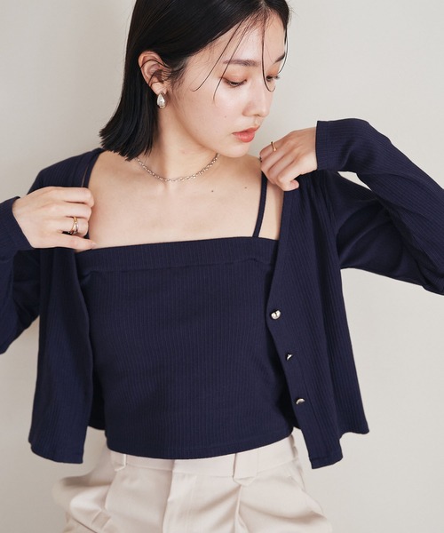 VIS（ビス）の「【SET】ハート釦アンサンブル【洗える】（アンサンブル・レディース・レッド系その他/ホワイト/ネイビー/グレー・FREE）」の4枚目の写真