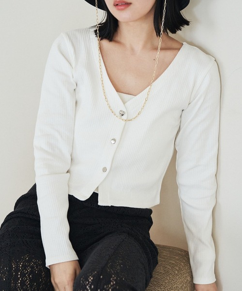 VIS（ビス）の「【SET】ハート釦アンサンブル【洗える】（アンサンブル・レディース・レッド系その他/ホワイト/ネイビー/グレー・FREE）」の2枚目の写真