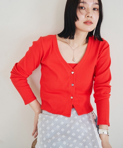 VIS（ビス）の「【SET】ハート釦アンサンブル【洗える】（アンサンブル・レディース・レッド系その他/ホワイト/ネイビー/グレー・FREE）」の11枚目の写真