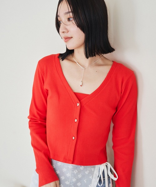 VIS（ビス）の「【SET】ハート釦アンサンブル【洗える】（アンサンブル・レディース・レッド系その他/ホワイト/ネイビー/グレー・FREE）」の9枚目の写真