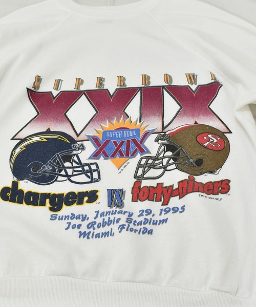 NBA/NFL/NHL/MLB(エヌビーエーエヌエフエルエヌエイチエルエムエルビー)の「【ヴィンテージ古着】90’s SUPER BOWL XXIX NFL クルーネックスウェット USA製(スウェット・メンズ・ホワイト・LARGE)」の8枚目の写真