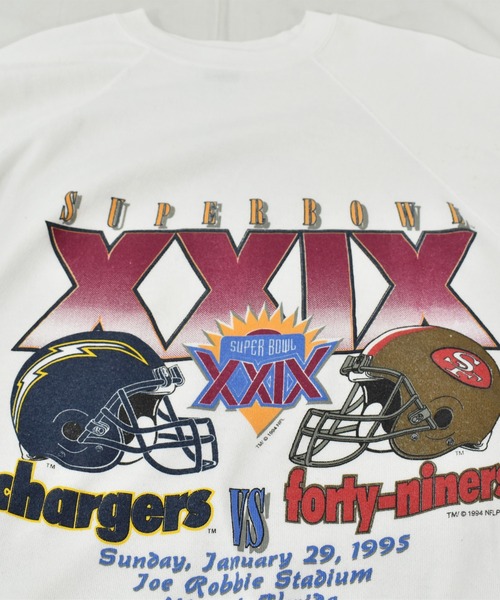 NBA/NFL/NHL/MLB(エヌビーエーエヌエフエルエヌエイチエルエムエルビー)の「【ヴィンテージ古着】90’s SUPER BOWL XXIX NFL クルーネックスウェット USA製(スウェット・メンズ・ホワイト・LARGE)」の7枚目の写真