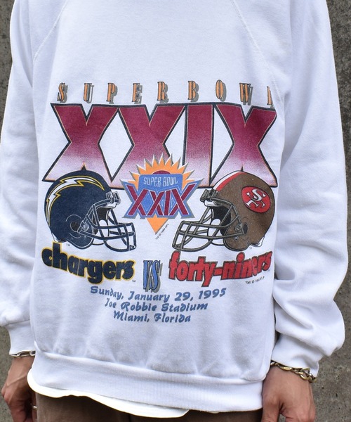 NBA/NFL/NHL/MLB(エヌビーエーエヌエフエルエヌエイチエルエムエルビー)の「【ヴィンテージ古着】90’s SUPER BOWL XXIX NFL クルーネックスウェット USA製(スウェット・メンズ・ホワイト・LARGE)」の11枚目の写真