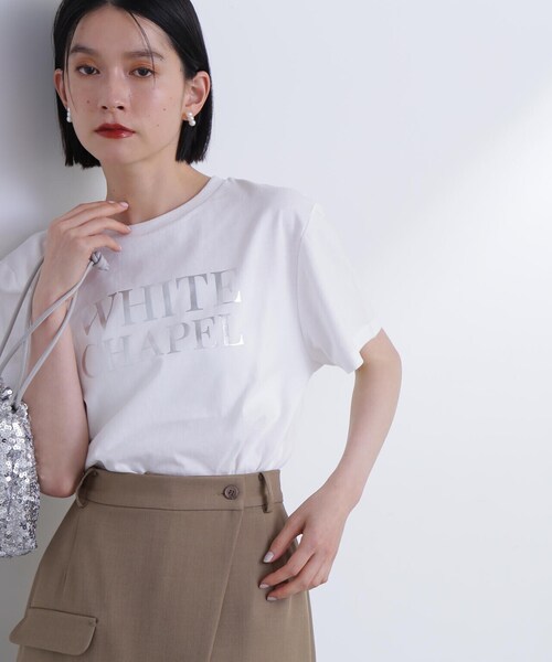 N.（N. Natural Beauty Basic）（エヌエヌナチュラルビューティーベーシック）の「◆箔プリントTシャツ（Tシャツ/カットソー・レディース・ホワイト×ゴールド/ホワイト×シルバー・MEDIUM）」の3枚目の写真