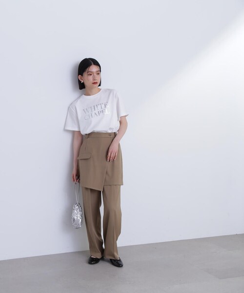 N.（N. Natural Beauty Basic）（エヌエヌナチュラルビューティーベーシック）の「◆箔プリントTシャツ（Tシャツ/カットソー・レディース・ホワイト×ゴールド/ホワイト×シルバー・MEDIUM）」の5枚目の写真