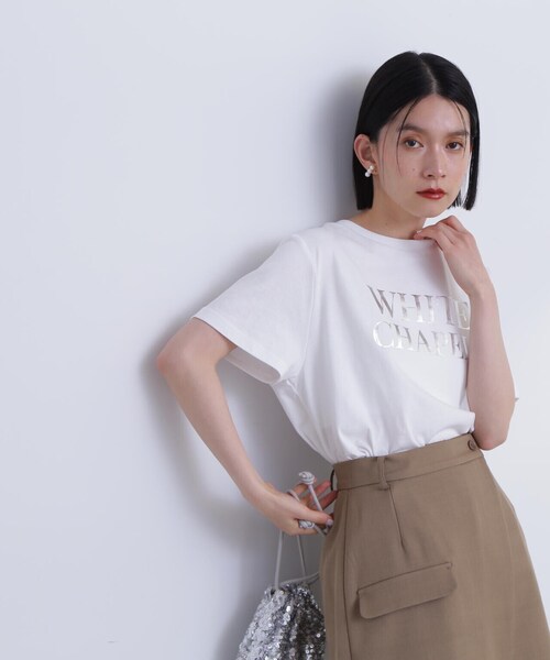 N.（N. Natural Beauty Basic）（エヌエヌナチュラルビューティーベーシック）の「◆箔プリントTシャツ（Tシャツ/カットソー・レディース・ホワイト×ゴールド/ホワイト×シルバー・MEDIUM）」の6枚目の写真