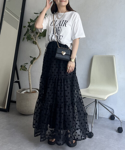 prose verse(プロズヴェール)の「【LUNE】フロッキーロゴTシャツ(Tシャツ/カットソー・レディース・オフホワイト/ブラック・MEDIUM)」の22枚目の写真
