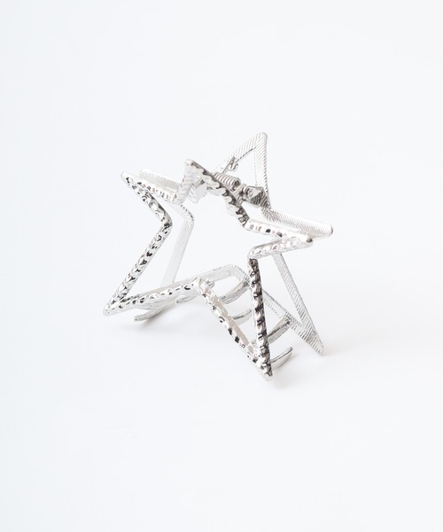 シルバー星型デザインヘアークリップ（直径6.8cm）（バレッタ