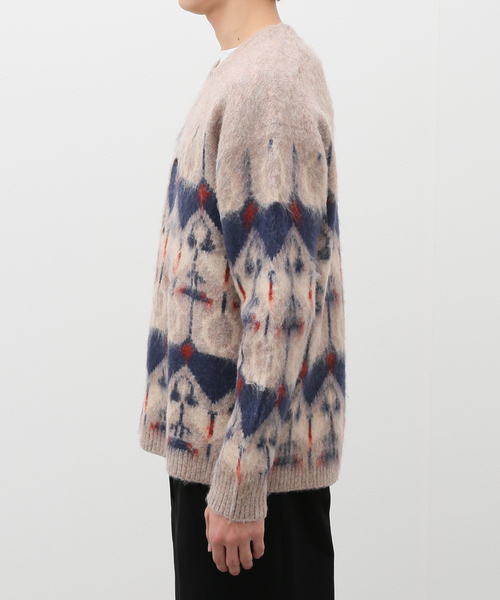 B.C STOCK（ベーセーストック）の「《追加》ジャガード柄モヘヤMIX カーディガン2（カーディガン/ボレロ・メンズ・ベージュ/グリーン/ブルー系その他・LARGE/MEDIUM）」の6枚目の写真