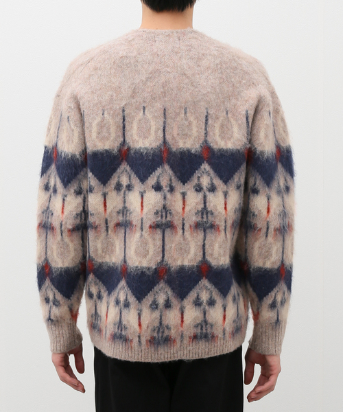 B.C STOCK（ベーセーストック）の「《追加》ジャガード柄モヘヤMIX カーディガン2（カーディガン/ボレロ・メンズ・ベージュ/グリーン/ブルー系その他・LARGE/MEDIUM）」の7枚目の写真